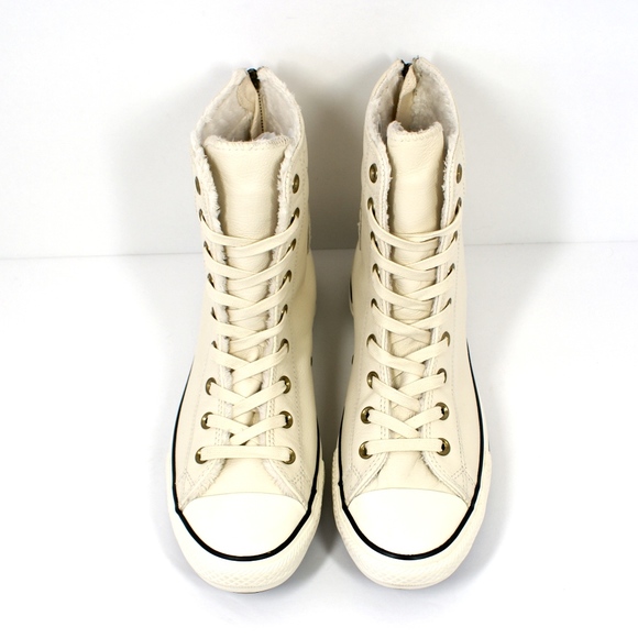 Converse Hi Rise Leather Boots Parchment NEW! - Picture 2 of 7